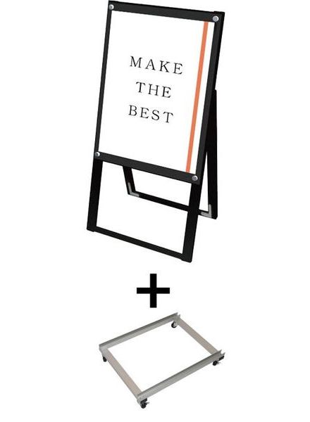 常磐精工 ポスタースタンド ブラックポスター用スタンド看板マグネジ A2片面ブラック アームキャスターセット BPSSKMN-A2KB-KSET|【店舗用品】