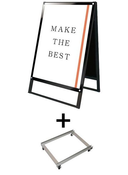 常磐精工 ポスタースタンド ブラックポスター用スタンド看板マグネジ B1両面ブラック アームキャスターセット BPSSKMN-B1RB-KSET|【店舗用品】