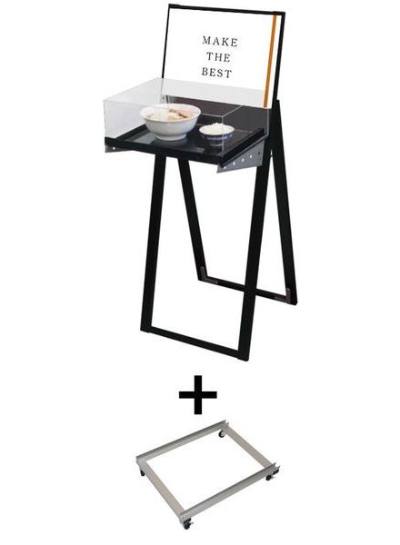 常磐精工 ディスプレイスタンド ブラックラックスタンド看板 A3横ブラック(アクリルボックス付) アームキャスターセット BRASKA-A3YB-KSET|【店舗用品】