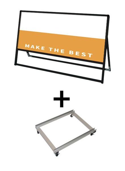 常磐精工 ボードスタンド ブラックバリウススタンド看板 アルミ複合板 1200×600片面 アームキャスターセット BVASKAP-1200X600K-KSET|【店舗用品】