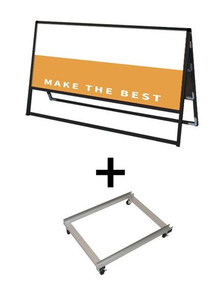常磐精工 ボードスタンド ブラックバリウススタンド看板 アルミ複合板 1200×600両面 アームキャスターセット BVASKAP-1200X600R-KSET|【店舗用品】