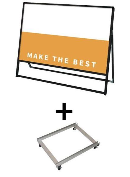 常磐精工 ボードスタンド ブラックバリウススタンド看板 アルミ複合板1200×900片面 アームキャスターセット BVASKAP-1200X900K-KSET|【店舗用品】