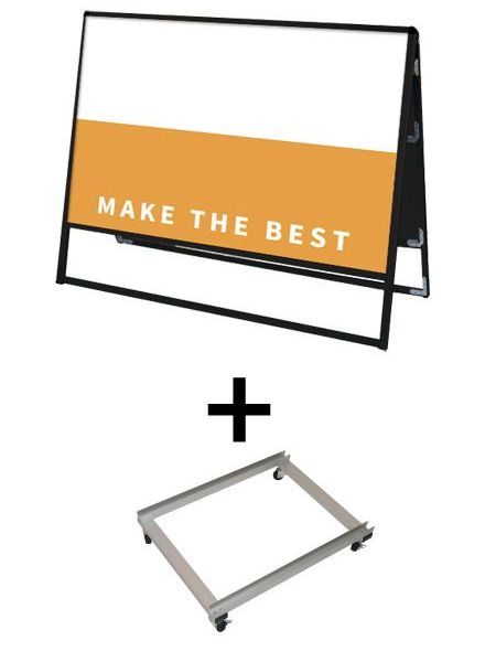 常磐精工 ボードスタンド ブラックバリウススタンド看板 アルミ複合板1200×900両面 アームキャスターセット BVASKAP-1200X900R-KSET|【店舗用品】