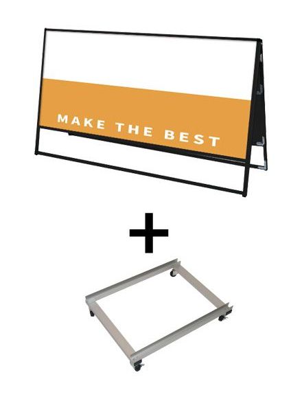 常磐精工 ボードスタンド ブラックバリウススタンド看板 アルミ複合板1800×900両面 アームキャスターセット BVASKAP-1800X900R-KSET|【店舗用品】