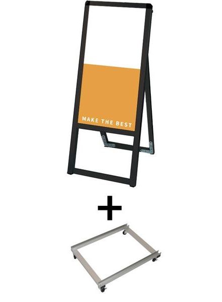 常磐精工 ボードスタンド ブラックバリウススタンド看板 アルミ複合板 300×600片面 アームキャスターセット BVASKAP-300X600K-KSET|【店舗用品】
