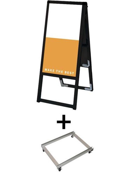 常磐精工 ボードスタンド ブラックバリウススタンド看板 アルミ複合板 300×600両面 アームキャスターセット BVASKAP-300X600R-KSET|【店舗用品】