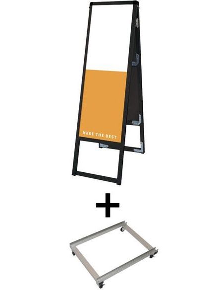 常磐精工 ボードスタンド ブラックバリウススタンド看板 アルミ複合板 300×900両面 アームキャスターセット BVASKAP-300X900R-KSET|【店舗用品】