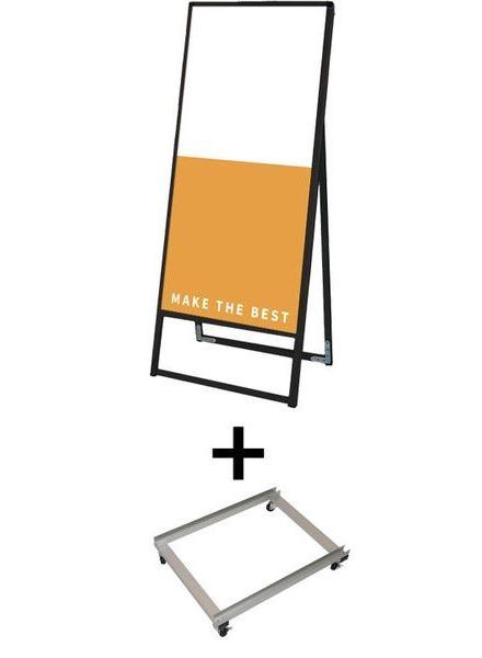 常磐精工 ボードスタンド ブラックバリウススタンド看板 アルミ複合板 450×1200片面 アームキャスターセット BVASKAP-450X1200K-KSET|【店舗用品】