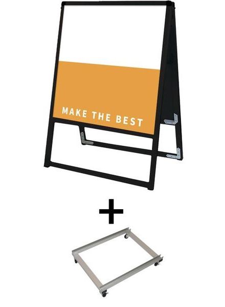 常磐精工 ボードスタンド ブラックバリウススタンド看板 アルミ複合板 450×450両面 アームキャスターセット BVASKAP-450X450R-KSET|【店舗用品】