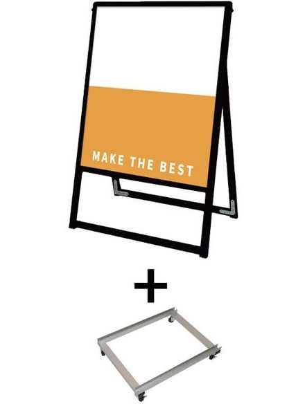 常磐精工 ボードスタンド ブラックバリウススタンド看板 アルミ複合板 450×600片面 アームキャスターセット BVASKAP-450X600K-KSET|【店舗用品】