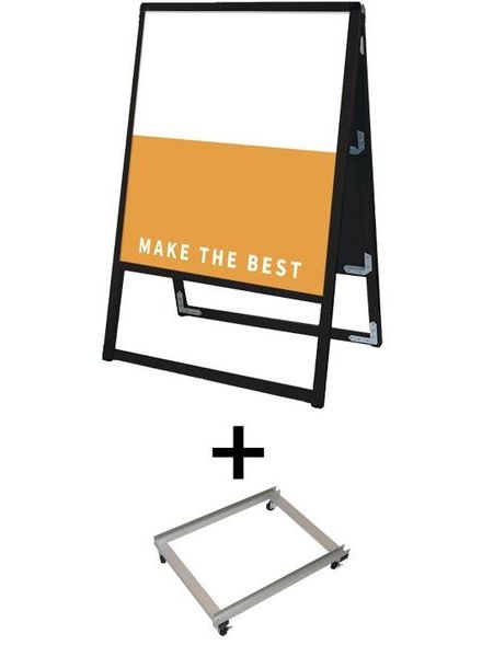 常磐精工 ボードスタンド ブラックバリウススタンド看板 アルミ複合板 450×600両面 アームキャスターセット BVASKAP-450X600R-KSET|【店舗用品】