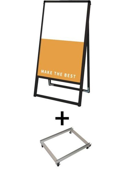 常磐精工 ボードスタンド ブラックバリウススタンド看板 アルミ複合板 450×900片面 アームキャスターセット BVASKAP-450X900K-KSET|【店舗用品】