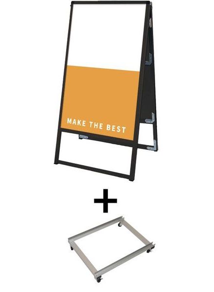 常磐精工 ボードスタンド ブラックバリウススタンド看板 アルミ複合板 450×900両面 アームキャスターセット BVASKAP-450X900R-KSET|【店舗用品】