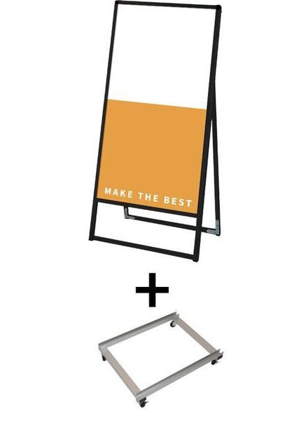 常磐精工 ボードスタンド ブラックバリウススタンド看板 アルミ複合板 600×1200片面 アームキャスターセット BVASKAP-600X1200K-KSET|【店舗用品】