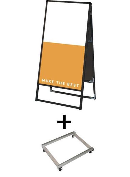 常磐精工 ボードスタンド ブラックバリウススタンド看板 アルミ複合板 600×1200両面 アームキャスターセット BVASKAP-600X1200R-KSET|【店舗用品】