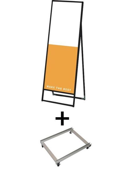 常磐精工 ボードスタンド ブラックバリウススタンド看板 アルミ複合板 600×1800片面 アームキャスターセット BVASKAP-600X1800K-KSET|【店舗用品】