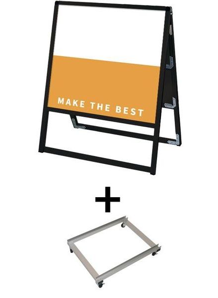 常磐精工 ボードスタンド ブラックバリウススタンド看板 アルミ複合板 600×600両面 アームキャスターセット BVASKAP-600X600R-KSET|【店舗用品】