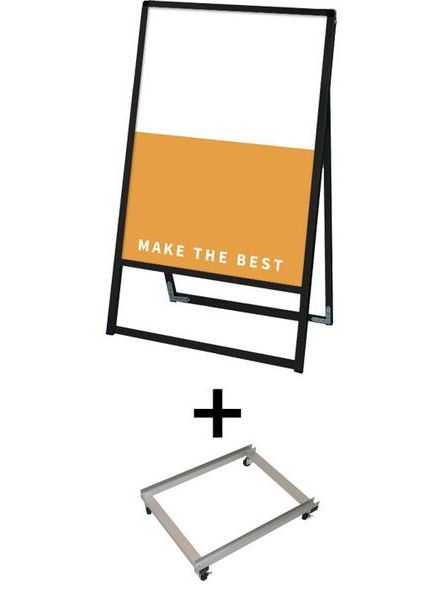 常磐精工 ボードスタンド ブラックバリウススタンド看板 アルミ複合板 600×900片面 アームキャスターセット BVASKAP-600X900K-KSET|【店舗用品】