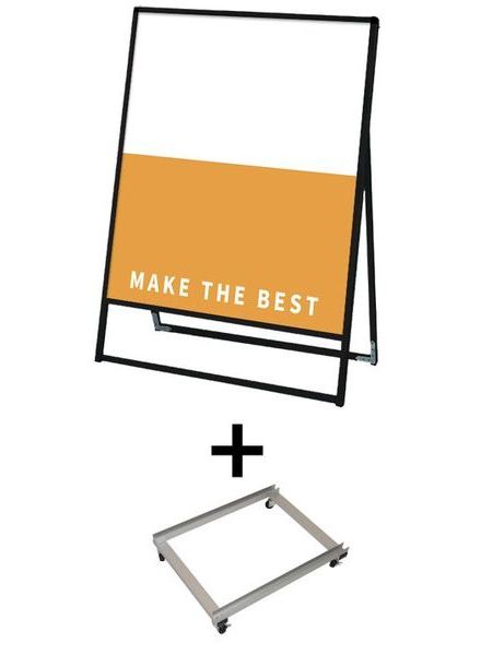 常磐精工 ボードスタンド ブラックバリウススタンド看板 アルミ複合板 900×1200片面 アームキャスターセット BVASKAP-900X1200K-KSET|【店舗用品】