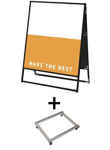 常磐精工 ボードスタンド ブラックバリウススタンド看板 アルミ複合板 900×1200両面 アームキャスターセット BVASKAP-900X1200R-KSET|【店舗用品】