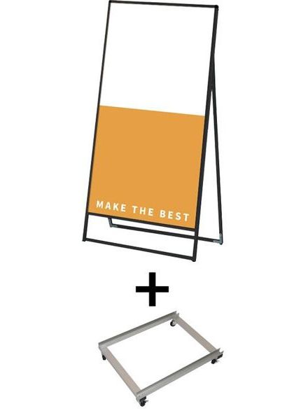 常磐精工 ボードスタンド ブラックバリウススタンド看板 アルミ複合板 900×1800片面 アームキャスターセット BVASKAP-900X1800K-KSET|【店舗用品】