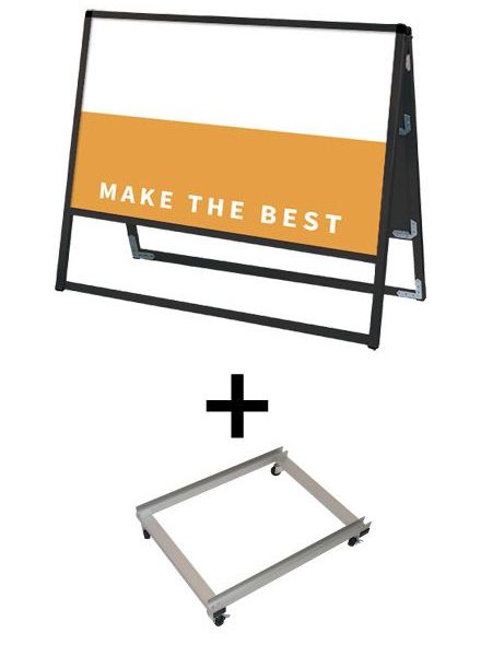 常磐精工 ボードスタンド ブラックバリウススタンド看板 アルミ複合板 900×450両面 アームキャスターセット BVASKAP-900X450R-KSET|【店舗用品】