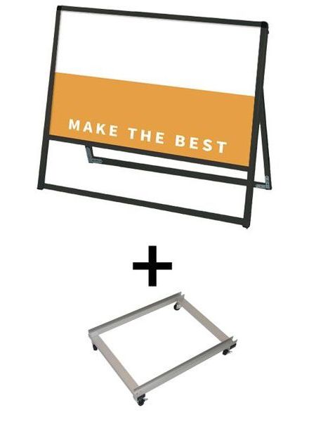 常磐精工 ボードスタンド ブラックバリウススタンド看板 アルミ複合板 900×600片面 アームキャスターセット BVASKAP-900X600K-KSET|【店舗用品】