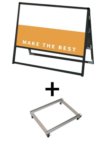 常磐精工 ボードスタンド ブラックバリウススタンド看板 アルミ複合板 900×600両面 アームキャスターセット BVASKAP-900X600R-KSET|【店舗用品】