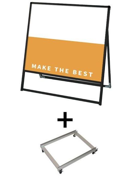 常磐精工 ボードスタンド ブラックバリウススタンド看板 アルミ複合板 900×900片面 アームキャスターセット BVASKAP-900X900K-KSET|【店舗用品】