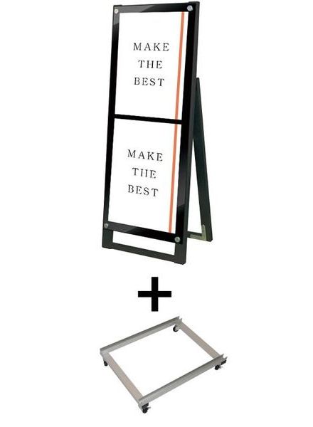 常磐精工 ポスタースタンド ブラックポスター用スタンド看板マグネジ A3縦縦片面ブラック アームキャスターセット BPSSKMN-A3TTKB-KSET|【店舗用品】