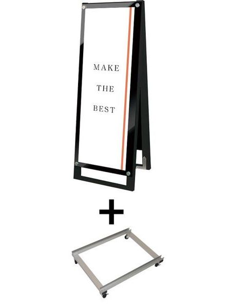 常磐精工 ポスタースタンド ブラックポスター用スタンド看板マグネジ A3縦縦両面ブラック アームキャスターセット BPSSKMN-A3TTRB-KSET|【店舗用品】