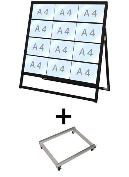 常磐精工 ブラックバリウスカードケーススタンド看板 A4横12片面 アームキャスターセット BVACCSK-A4Y12K-KSET|【店舗用品】
