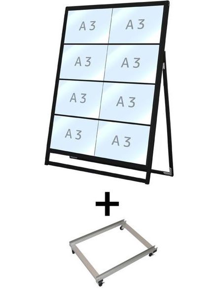 常磐精工 ブラックバリウスカードケーススタンド看板 A3横8片面 アームキャスターセット BVACCSK-A3Y8K-KSET|【店舗用品】