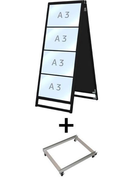 常磐精工 ブラックバリウスカードケーススタンド看板 A3横8両面 アームキャスターセット BVACCSK-A3Y8R-KSET|【店舗用品】