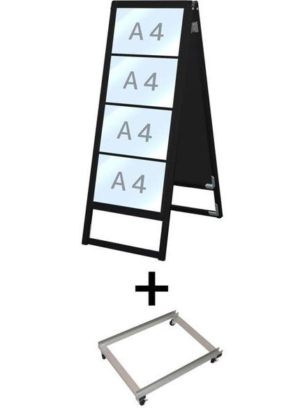 常磐精工 ブラックバリウスカードケーススタンド看板 A4横8両面 アームキャスターセット BVACCSK-A4Y8R-KSET|【店舗用品】