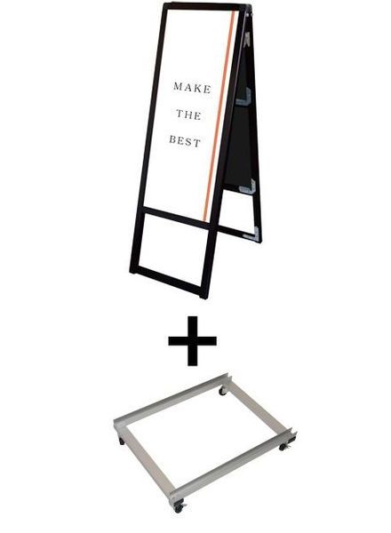 常磐精工 ポスタースタンド ブラックバリウススタンド看板 A3縦縦両面 アームキャスターセット BVASKAC-A3TTR-KSET|【店舗用品】