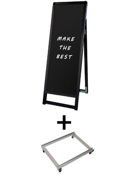 常磐精工 マーカースタンド ブラックバリウススタンド看板 ブラックボード A3縦縦片面 アームキャスターセット BVASKBB-A3TTK-KSET|【店舗用品】