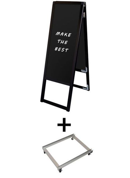 常磐精工 マーカースタンド ブラックバリウススタンド看板 ブラックボード A3縦縦両面 アームキャスターセット BVASKBB-A3TTR-KSET|【店舗用品】