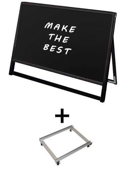 常磐精工 マーカースタンド ブラックバリウススタンド看板 ブラックボード B1横ロウ片面 アームキャスターセット BVASKBB-B1YLK-KSET|【店舗用品】