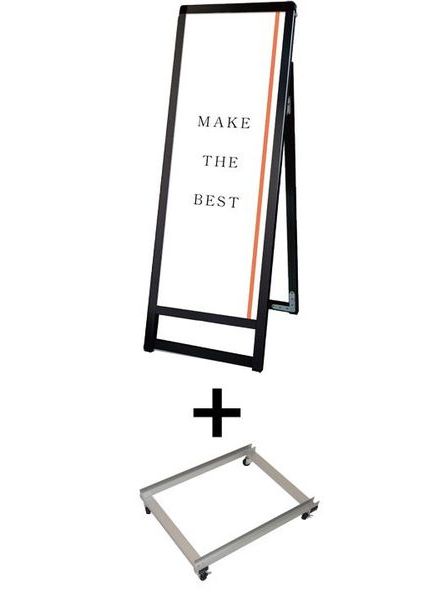 常磐精工 ポスタースタンド ブラックバリウススタンド看板 A3縦縦ロウ片面 アームキャスターセット BVASKAC-A3TTLK-KSET|【店舗用品】