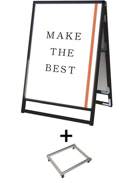 常磐精工 ポスタースタンド ブラックバリウススタンド看板LED A1ロウ両面 アームキャスターセット BVASKLED-A1LR-KSET|【店舗用品】