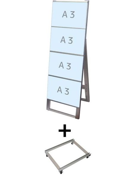 常磐精工 カードケーススタンド看板 A3横4片面 アームキャスターセット CCSK-A3Y4K-KSET|【店舗用品】