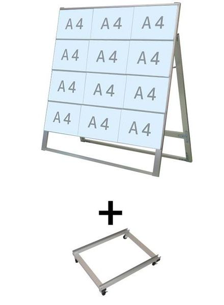 常磐精工 カードケーススタンド看板 A4横12片面 アームキャスターセット CCSK-A4Y12K-KSET|【店舗用品】