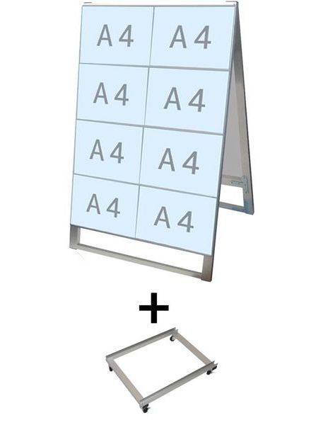 常磐精工 カードケーススタンド看板 A4横16両面 アームキャスターセット CCSK-A4Y16R-KSET|【店舗用品】