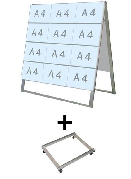 常磐精工 カードケーススタンド看板 A4横24両面 アームキャスターセット CCSK-A4Y24R-KSET|【店舗用品】