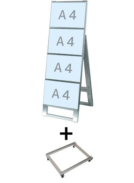 常磐精工 カードケーススタンド看板 A4横4片面 アームキャスターセット CCSK-A4Y4K-KSET|【店舗用品】