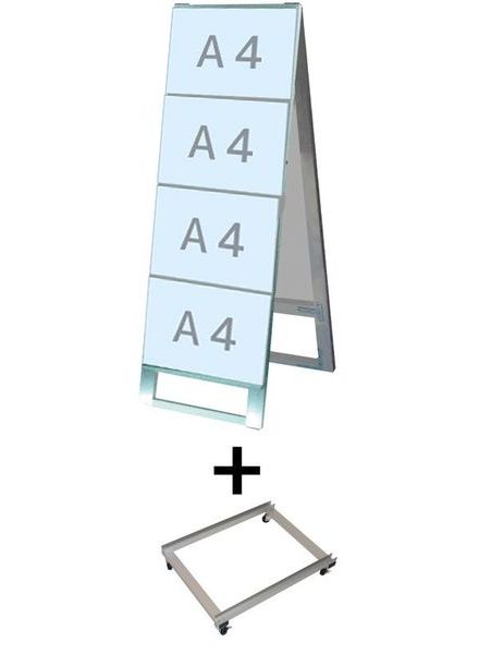 常磐精工 カードケーススタンド看板 A4横8両面 アームキャスターセット CCSK-A4Y8R-KSET|【店舗用品】