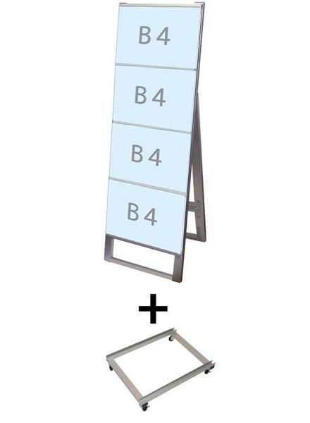 常磐精工 カードケーススタンド看板 B4横4片面 アームキャスターセット CCSK-B4Y4K-KSET|【店舗用品】