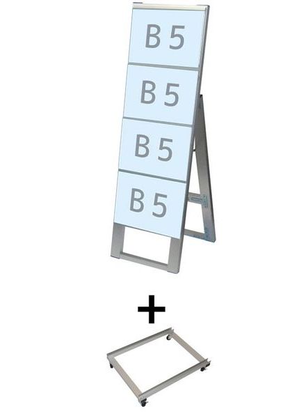 常磐精工 カードケーススタンド看板 B5横4片面 アームキャスターセット CCSK-B5Y4K-KSET|【店舗用品】
