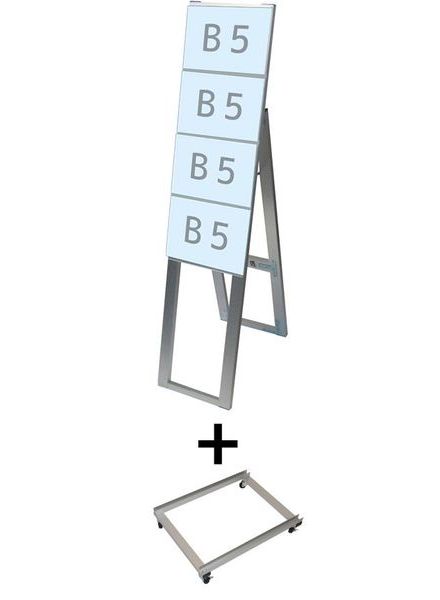 常磐精工 カードケーススタンド看板 B5横4片面ハイ アームキャスターセット CCSK-B5Y4KH-KSET|【店舗用品】